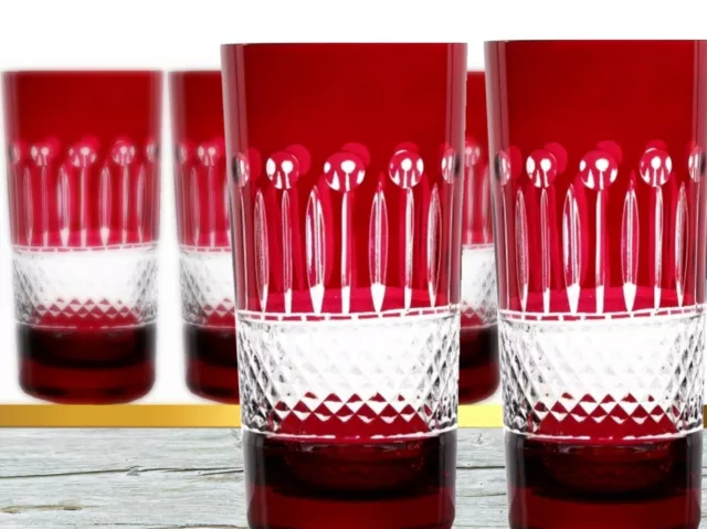 Trago Largo Gafas Cristal de Plomo Vasos Agua Rojo 6 Unidad Copa para Vino