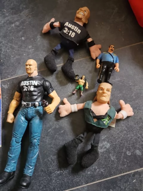 Wrestling Fanpaket Figuren, Buch, Pins WWE WWF WCW ECW AEW TNA