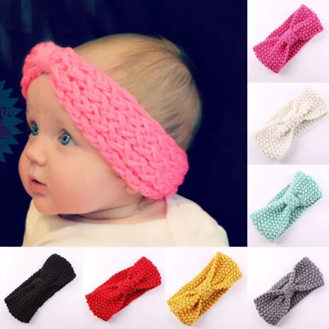 Cute Kids Girl Baby Toddler Crochet Knitted Bow Headband Hair Band Accessories 3