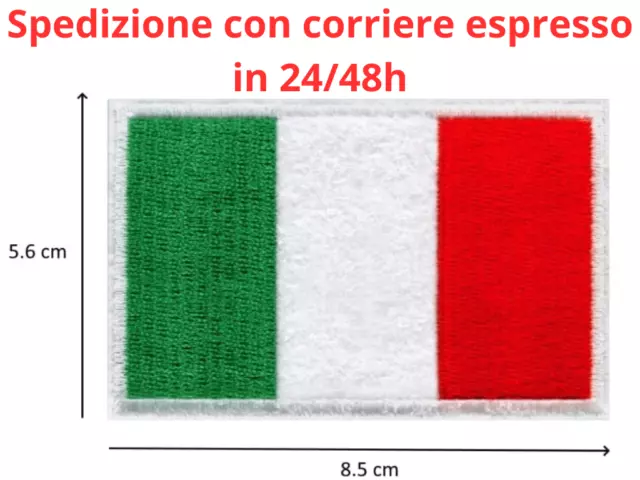 Bandiera-toppa ricamata tricolore Italia termoadesiva da
