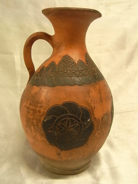 Ancien Pichet Verseuse Terre Cuite Poterie D'art Cruche Aiguiere Vase