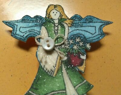 Angel Pin with Small Button Handcrafted by Nancy's Country Collectibles 3