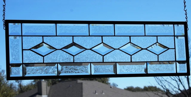 Clear Beveled Stained Glass Panel, Window HMD-US-≈28 5/8" X  8 5/8"