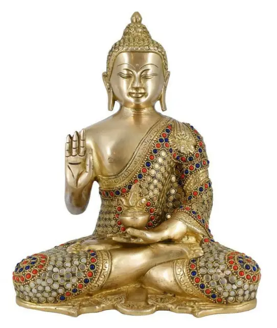 Whitewhale Brass Buddha Statue Blessing Murti for Home Decor