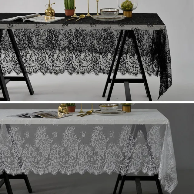 White Embroidered Tablecloth Rectangle Lace Table Cloths Cover Wedding Party NEW