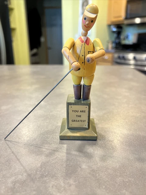 Vintage German? Carved Wood Painted You Are The Best Figurine Marionette?