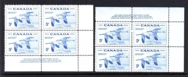 CANADA MNH 1955 SG479 WILDLIFE WEEK 5c WHOOPING CRANES BLOCKS OF 4 PLATES 1 & 2