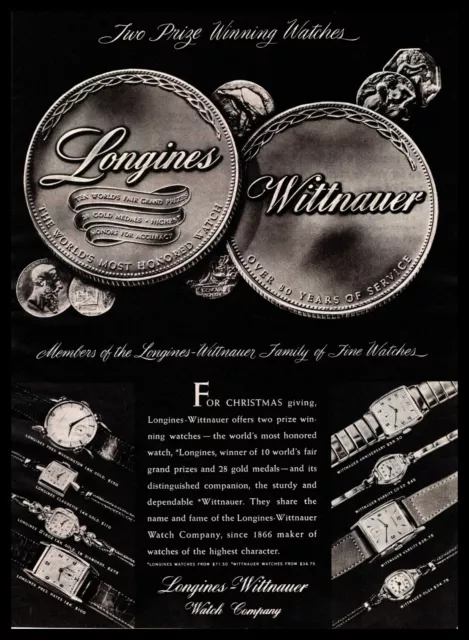 1949 LONGINES WITTNAUER Watch Company Christmas Gift Watches Vintage ...