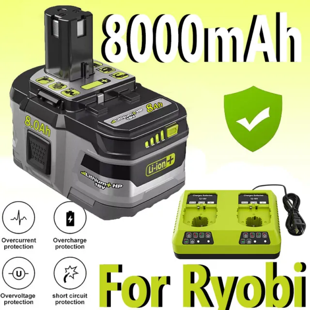 18V 8.0Ah Akku für RYOBI Original One  Plus Lithium RB18L40 P108 P104-Batterie