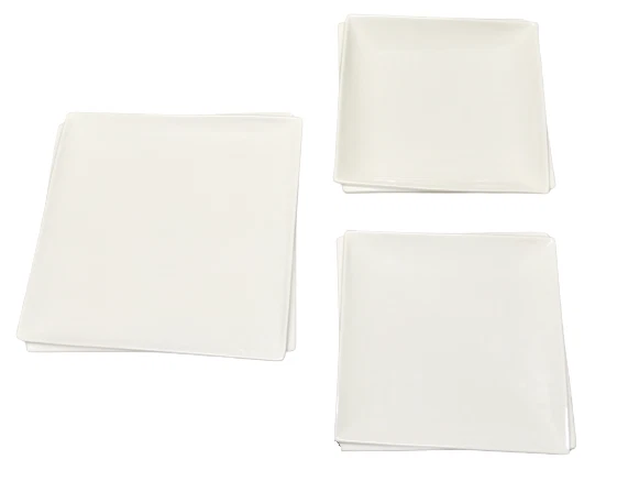 Set piatti per 6 persone 18pz Scherzer Top Square in Porcellana Bianco Set Plate