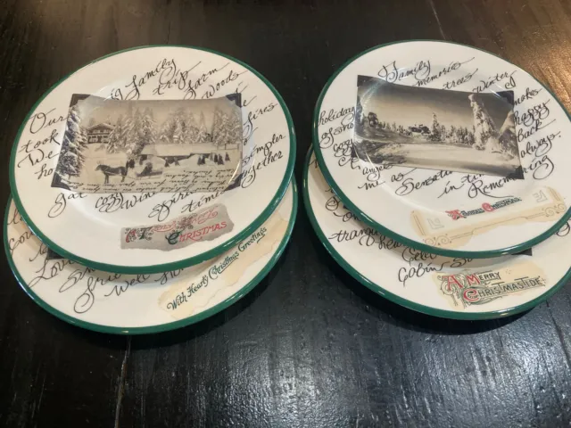 Set of 4 Christmas Collectible 8 1/2” Plates Made in Italy