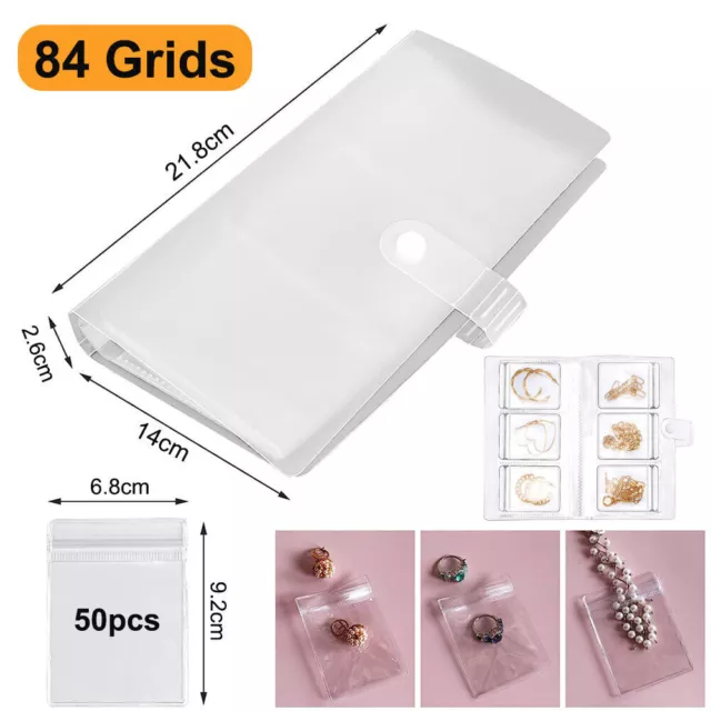 84/160 Grids Transparent Jewelry Storage Book Travel Organizer Bag With Pockets