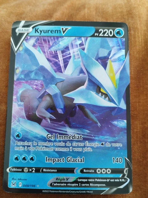 Carte Pokémon Kyurem V 048/196 - Double Rare (RR) - Série Épée Et Bouclier Origine Perdue - Neuve Et Originale - Protégée Sleeve Et Top-Loader