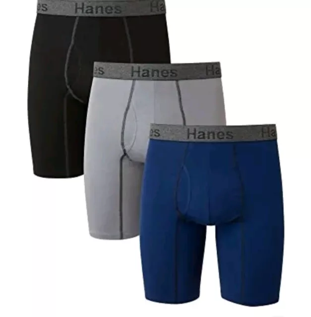 3 Men's Comfort Flex Fit® Ultra Soft Cotton Stretch Long Leg Boxer Briefs NEW