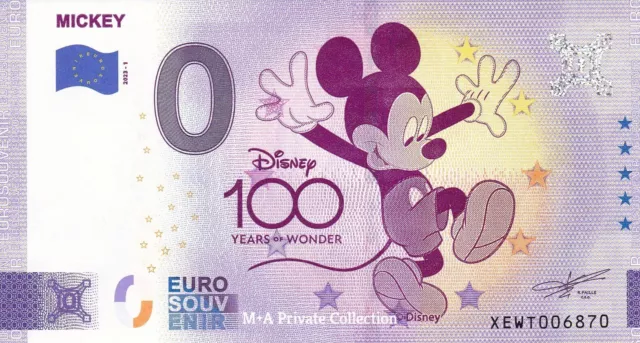 0 Euro-Schein DISNEY #01 MICKEY 100 Years Mickey Mouse Micky Maus XEWT-2023-1