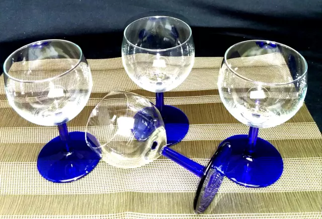 Gläser Luminarc France Weißweinglas mit blauen Stiel 4er Set Vintage G 222