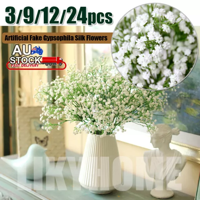 3-24Pcs Artificial Baby's Breath Gypsophila Silk Flowers Fake Bouquet Bulk Gift