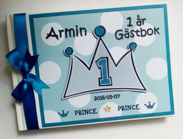 Prince boys personalised 1st / first birthday guest book, album, gift