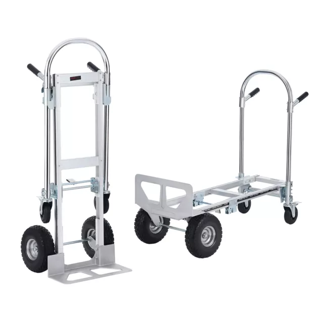 VEVOR Aluminum Hand Truck 2 in 1 Folding Dolly Cart 1000 lbs Capacity Heavy Duty