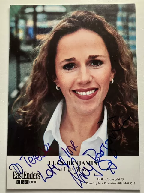 LUCY BENJAMIN as Lisa Shaw - EASTENDERS Hand Signed Cast Fan Card