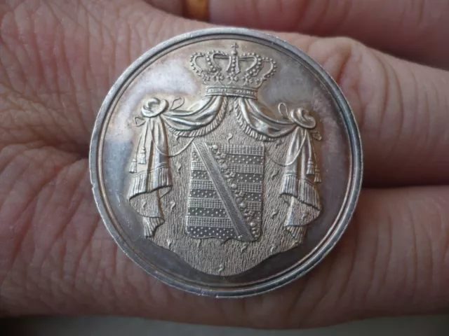 Jeton Broche ancienne 19 ème argent massif Blason Allemagne Prusse 22,2 Gr