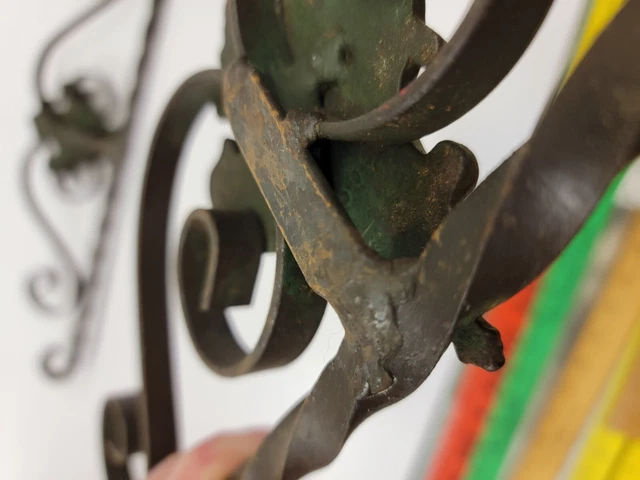 4x Antique Wrought Iron Swing Arm Curtain Brackets - Art Nouveau 15