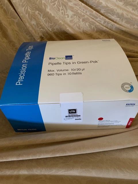 METTLER TOLEDO RAININ PIPETTE TIPS GP LTS 10/20uL 960 TIPS PART#30389274 - NEW