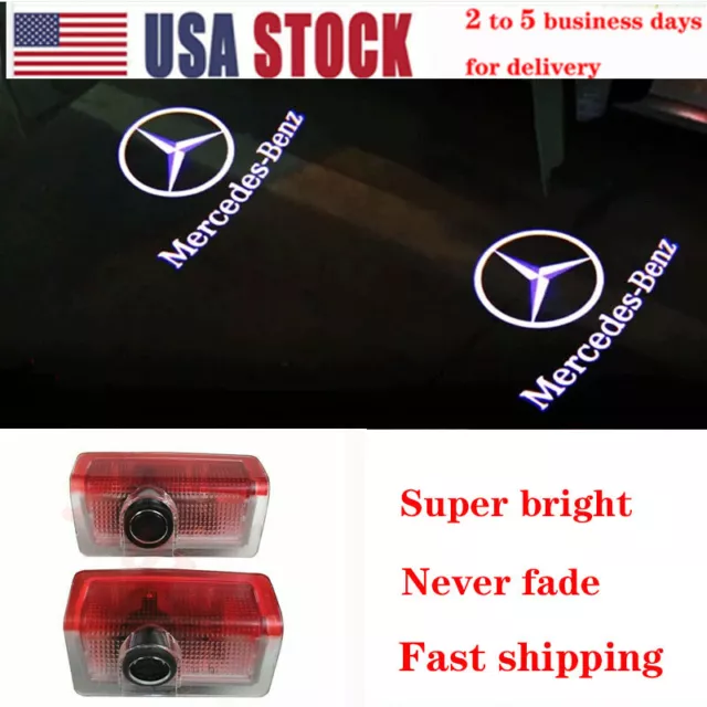 2Pcs Led Lights Door Projector Welcome HD Emblem For Mercedes benz A B E M