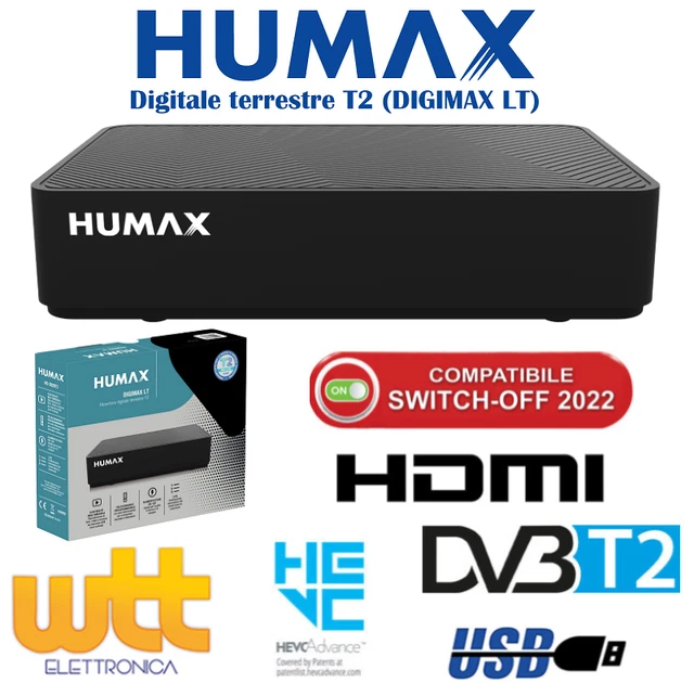 Décodeur TNT HUMAX Digimax Nano - Tuner T2 H.265 HEVC - Full HD 1080p - Télécommande 2-en-1 Décodeur TNT HUMAX Digimax Nano - Tuner T2 H.265 HEVC - Full HD 1080p - Télécommande 2-en-1