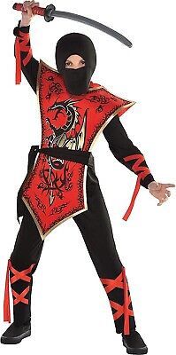 Amscan Amscan Ninja Assasin Dragon Rosso Nero Oro Ragazzi Bambini Costume Halloween 