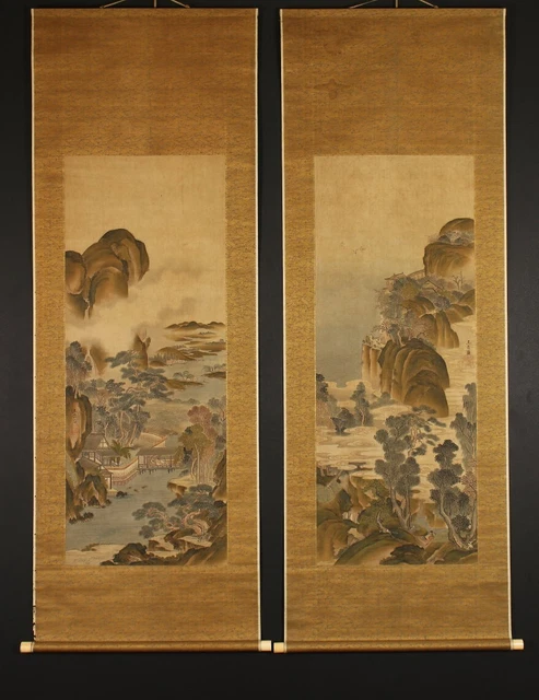 ek3522 Chinese hanging scroll KAKEJIKU Autumn Landscape by 王崇节