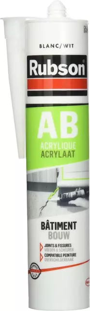 Mastic Acrylique AB Blanc Cartouche 300ml RUBSON