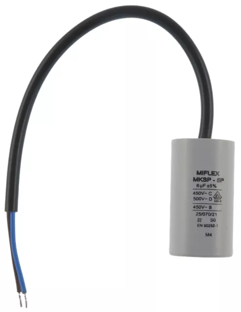 Condensateur moteur 6µF MKSP-5P 6uF 450V à fils câble démarrage/permanent