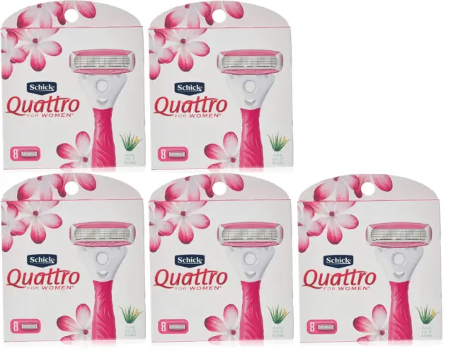Hojas de afeitar Schick Quattro para mujer aloe y vitamina E - 40 cartuchos de recarga