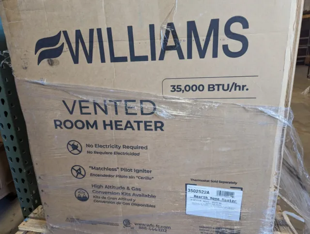 Williams 35,000 BTU Fireplace Front Natural Gas Room Heater Black 3502522A