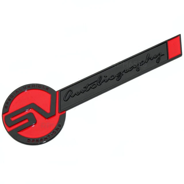 Range Rover Autobiography Rear Emblem LAND ROVER SV Autobiography Special Vehicle Operations Red Black Badge ...