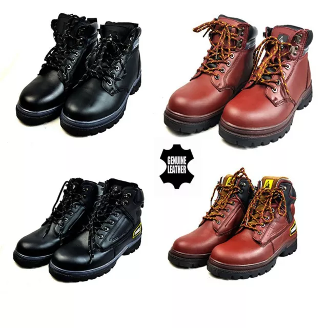 12 Pairs Wholesale MENS GENUINE LEATHER SAFETY WORK BOOTS STEEL TOE CAP