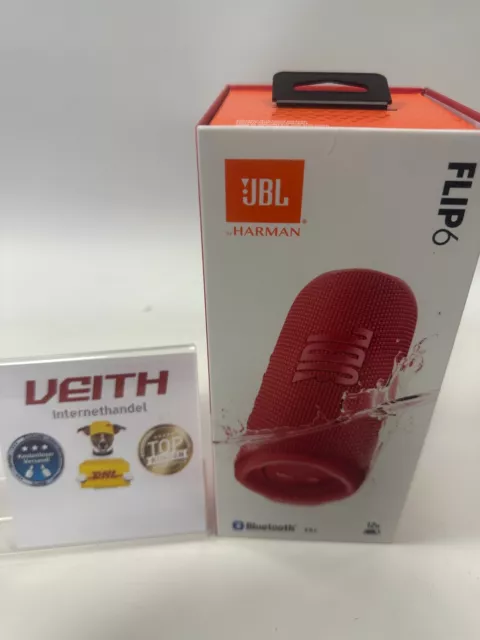 JBL Flip 6 Bluetooth Box in Rot – Wasserdichter, tragbarer Lautsprecher mit 2-We