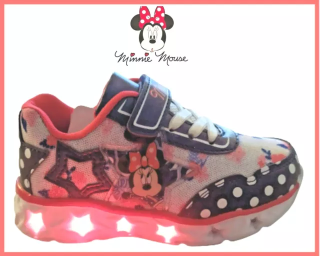 scarpe da bambina con luci led Minnie sportive ginnastica per bimba a strappo