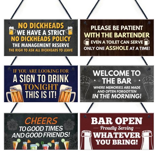 FUNNY BAR SIGNS And Plaques Novelty Home Garden Bar Decor Man Cave Joke