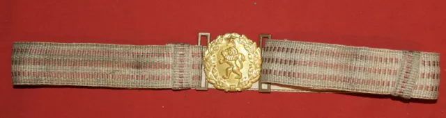 Vintage Bulgarian military officers tinsel/cloth parade belt brass lion buckle