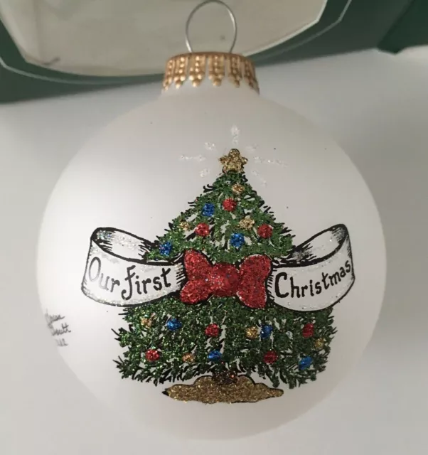 'Our First Christmas' Swarovski Crystals Hand Applied/Painted Ornament 1st Xmas