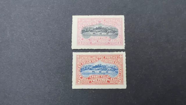 Timbres Colonies Françaises Nlles Hebrides Poste Locale  1 et 2 Neuf * C: 700 €