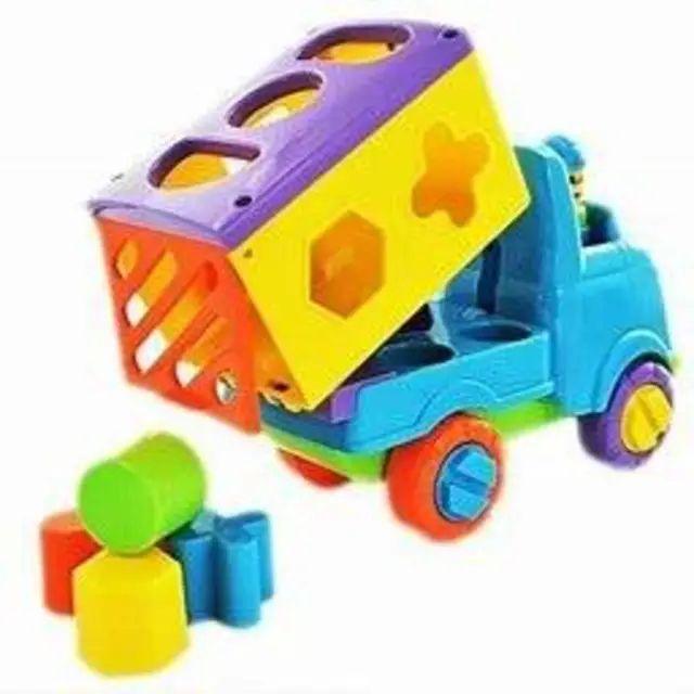 Learning Toy Push Along Block Shape Sorter Funtime Tipper Truck Vehicle 18 mths+