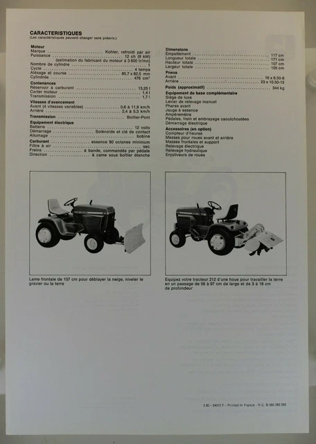 LEAFLET BROCHURE TRACTOR mower John Deere lawn and garden tractor ...