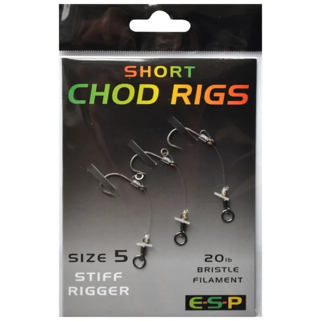 Esp Ready Made Short Chod Rigs Sizes 5.6.7.8 Stiff Rigger Bristle Filament