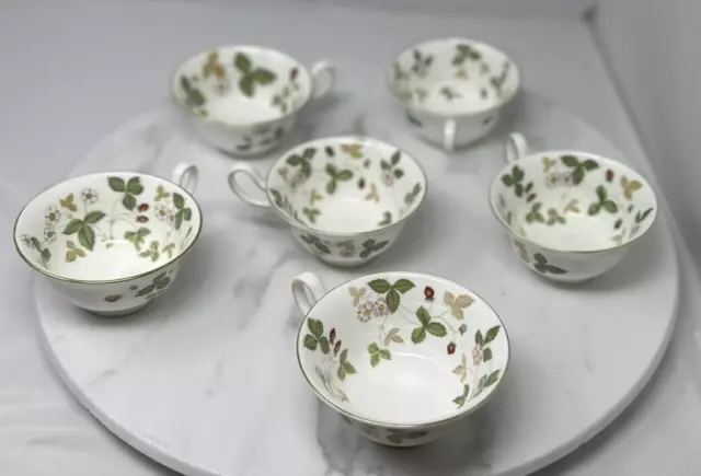 Wedgwood England Wild Strawberry Peony Shape Footed Cup Bone China lot of 6