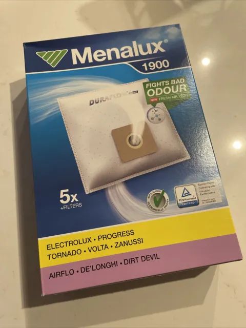 Menalux 1900 5x Microfibre Vacuum Cleaner bags + Filters. Brand new!