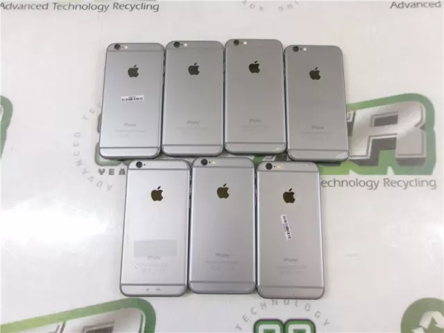 Lot of 7 Apple iPhone 6 A1594 and A1586, (5)16GB Storage, and (2) 64GB Storage