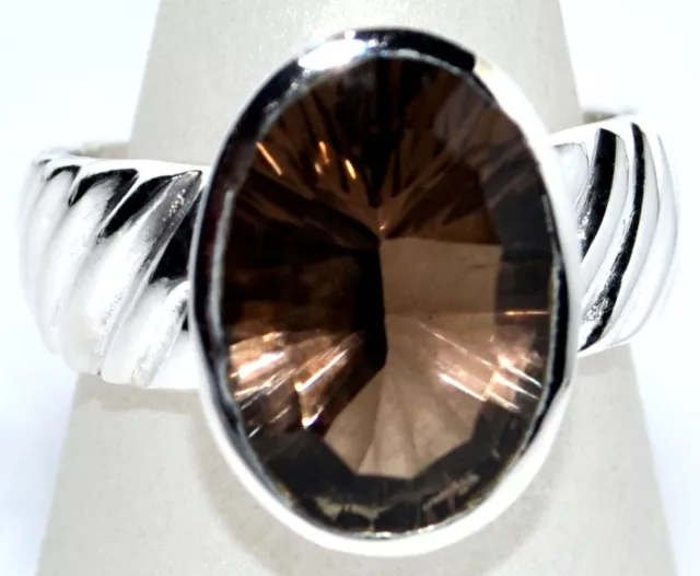 Smoky Quartz Ring 925 Sterling SILVER Solitaire Rings NEW Sizes L to Y; 5½ to 12